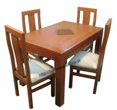 Juego comedor mesa rectangular 120x80, 4 sillas,mueble color ... Sillas de comedor de madera